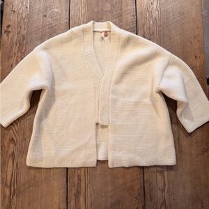Pilcro Cream Open-Front Cardigan